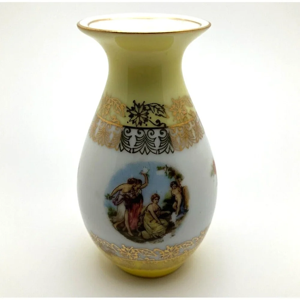 Brazil Porcelain Miniature Vase Vintage‎ 1968 Real S Paulo Gold Trim Biblical